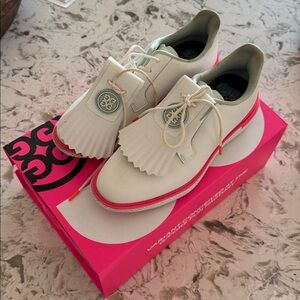 G/FORE White Golf Sneakers with Pink Accents